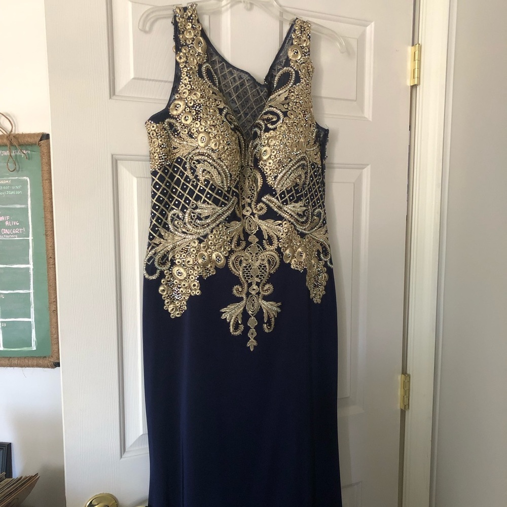 Elegant navy silk dress